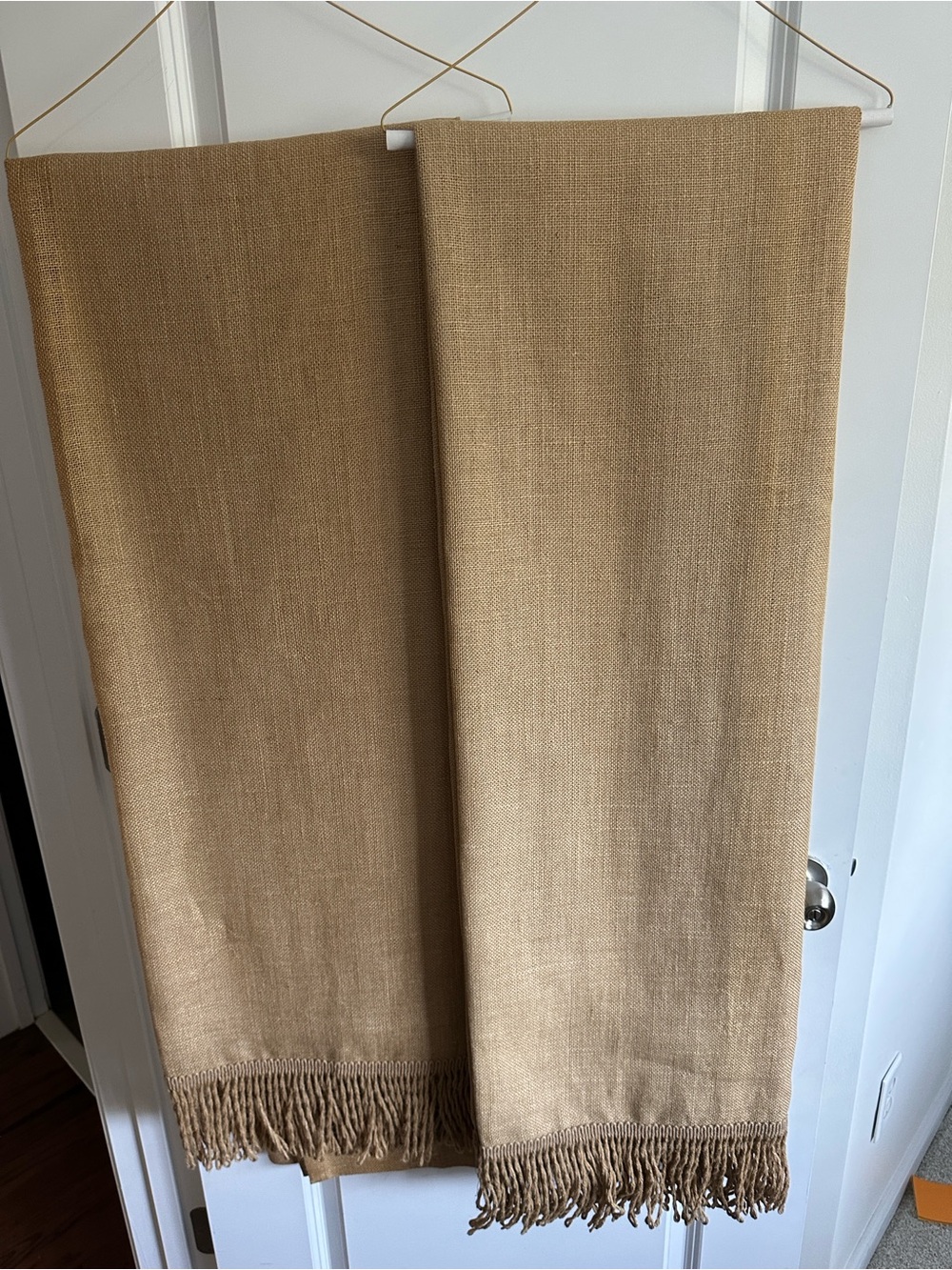 Neutral Tan Woven Wall Tapestry with Fringe